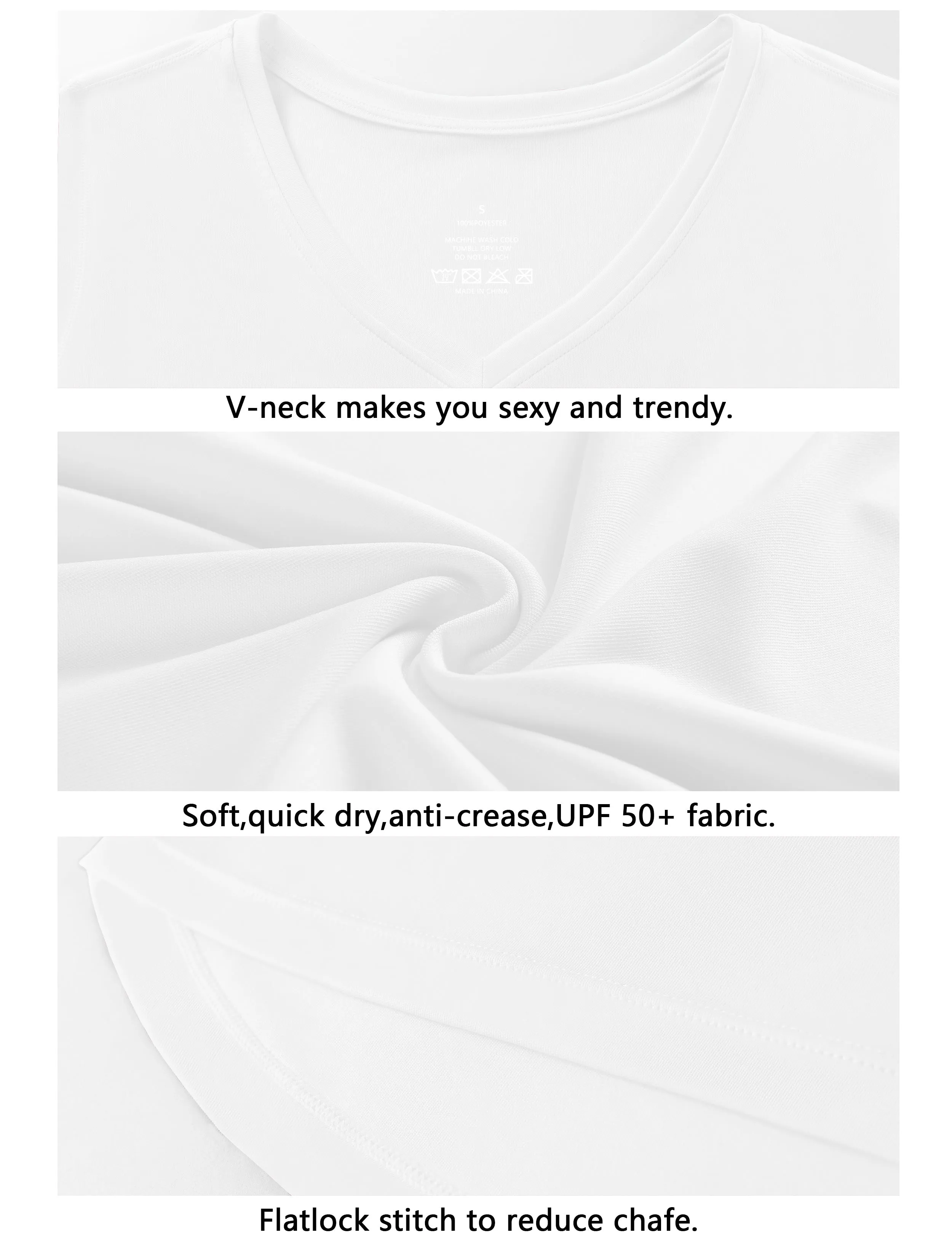 V-Neck Short Sleeve Athletic Shirts white_Pilates