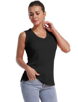 V Neck Sleeveless Athletic Shirts black_Gym