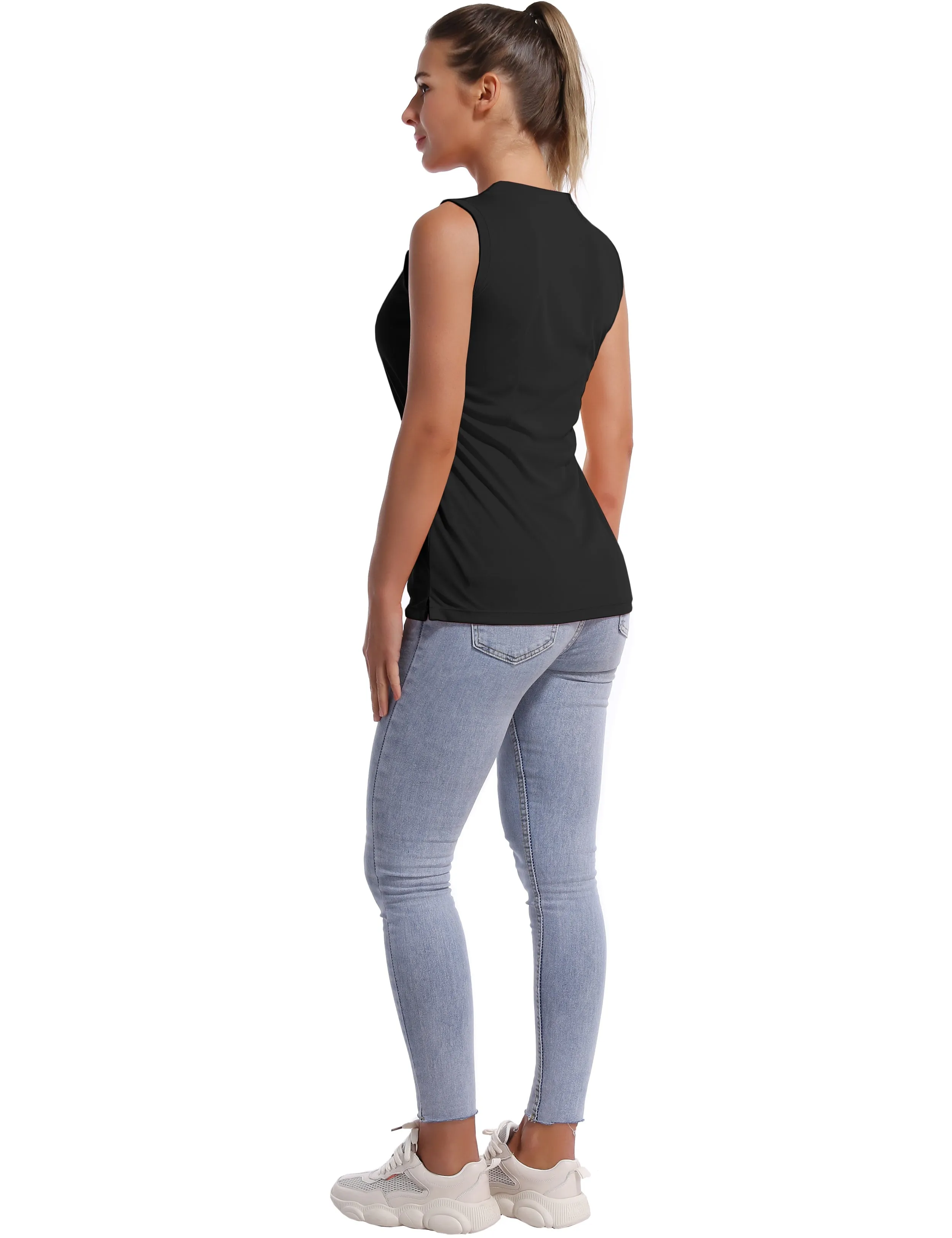 V Neck Sleeveless Athletic Shirts black_Gym