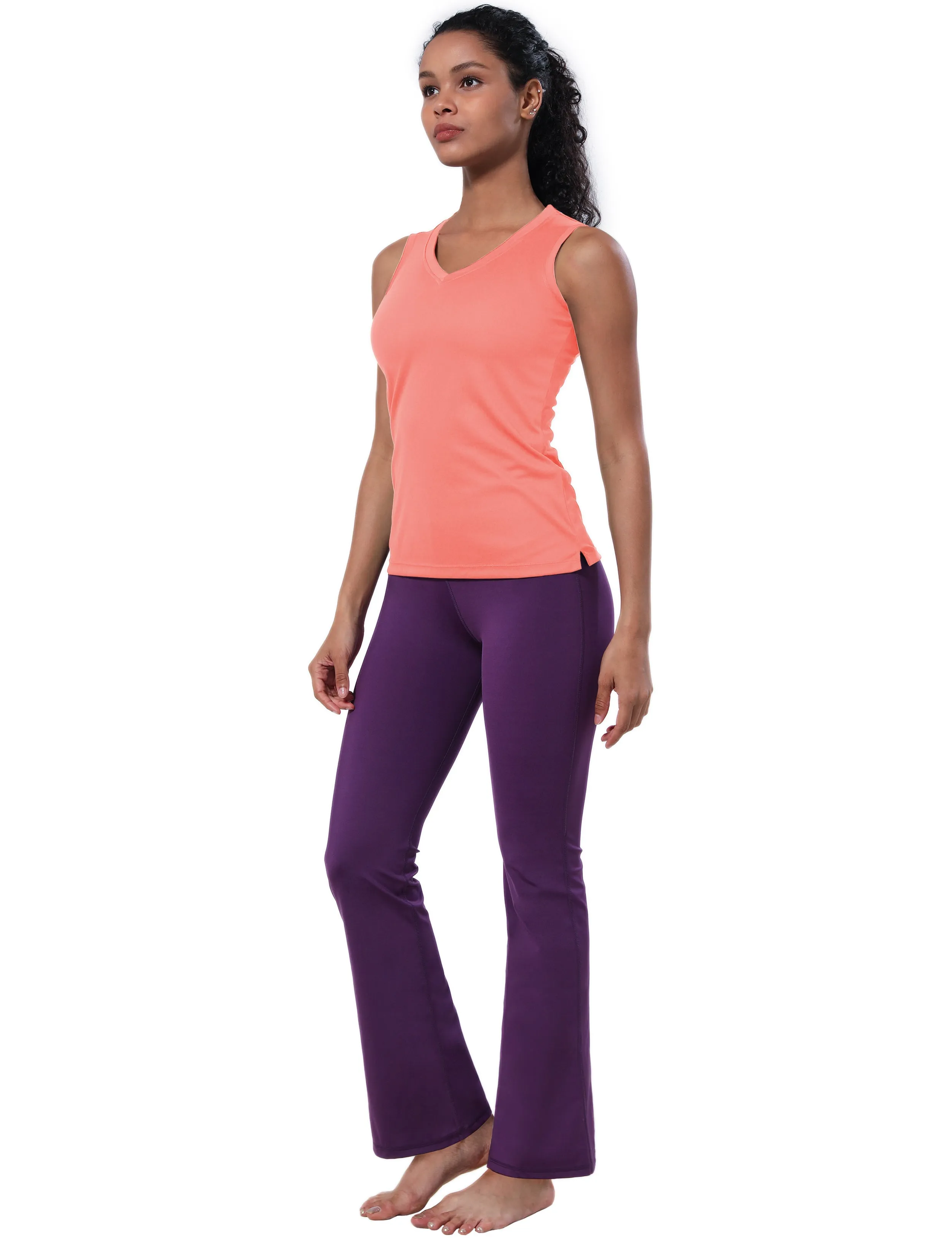 V Neck Sleeveless Athletic Shirts coral_Jogging