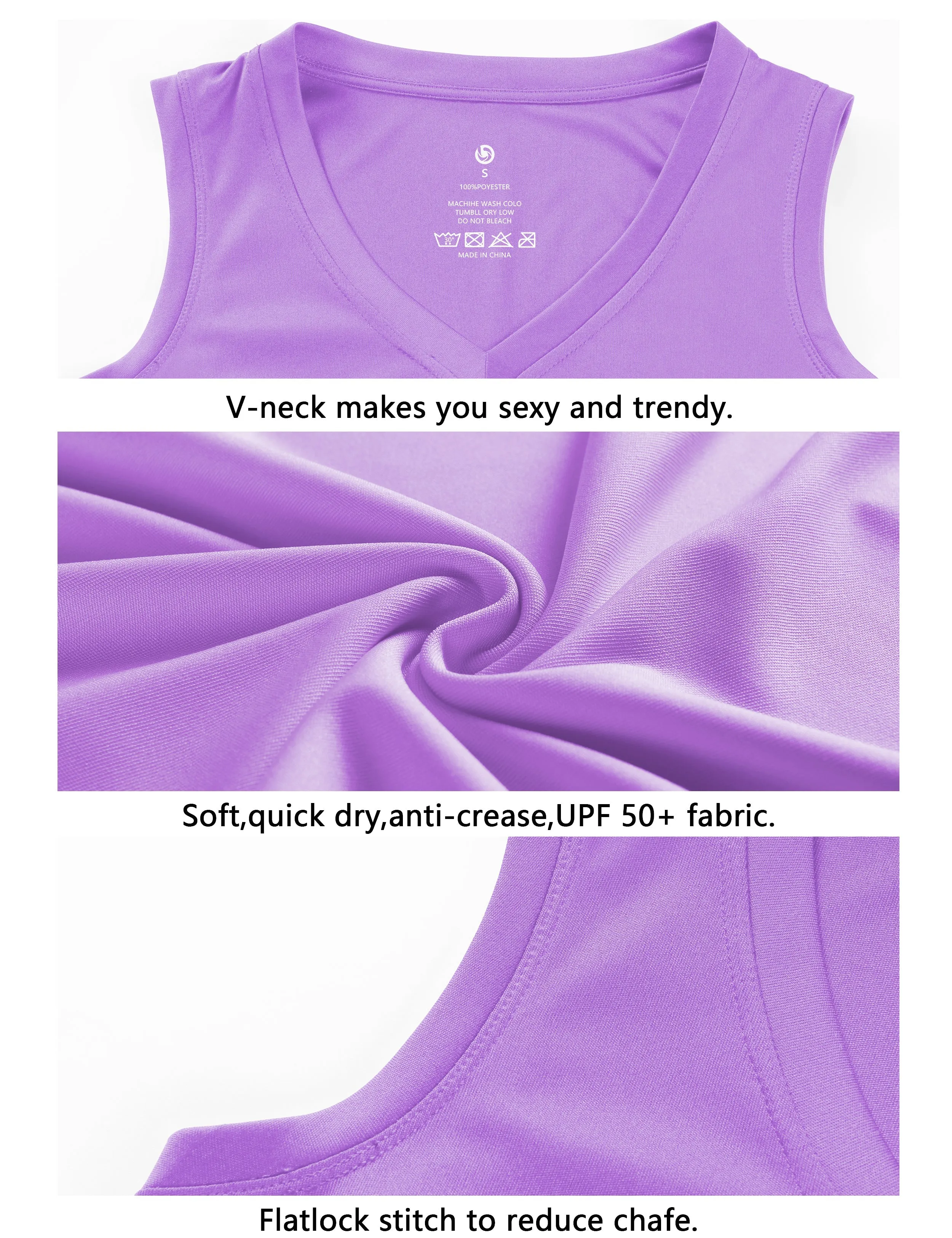 V Neck Sleeveless Athletic Shirts purple_Running