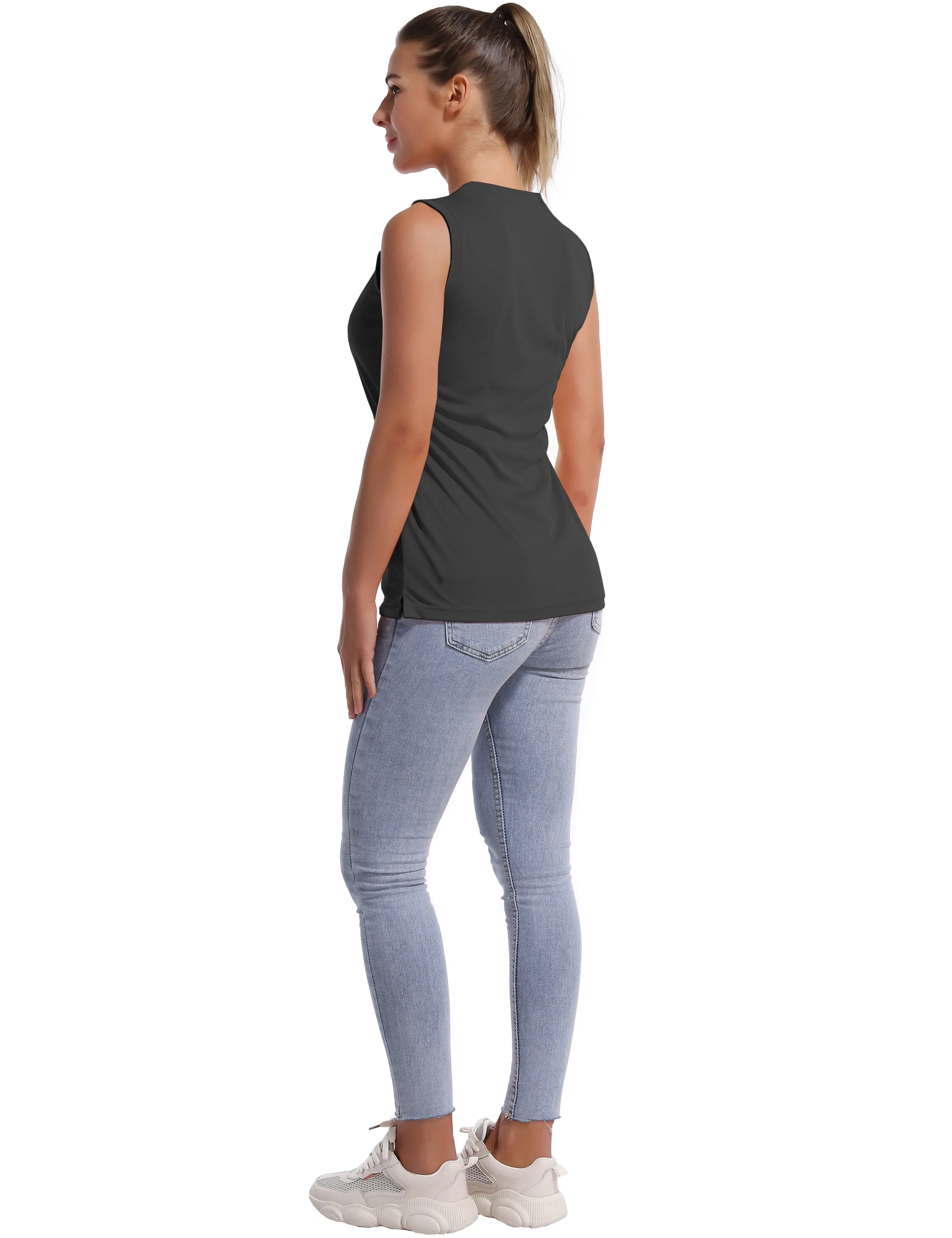 V Neck Sleeveless Athletic Shirts shadowcharcoal_Biking