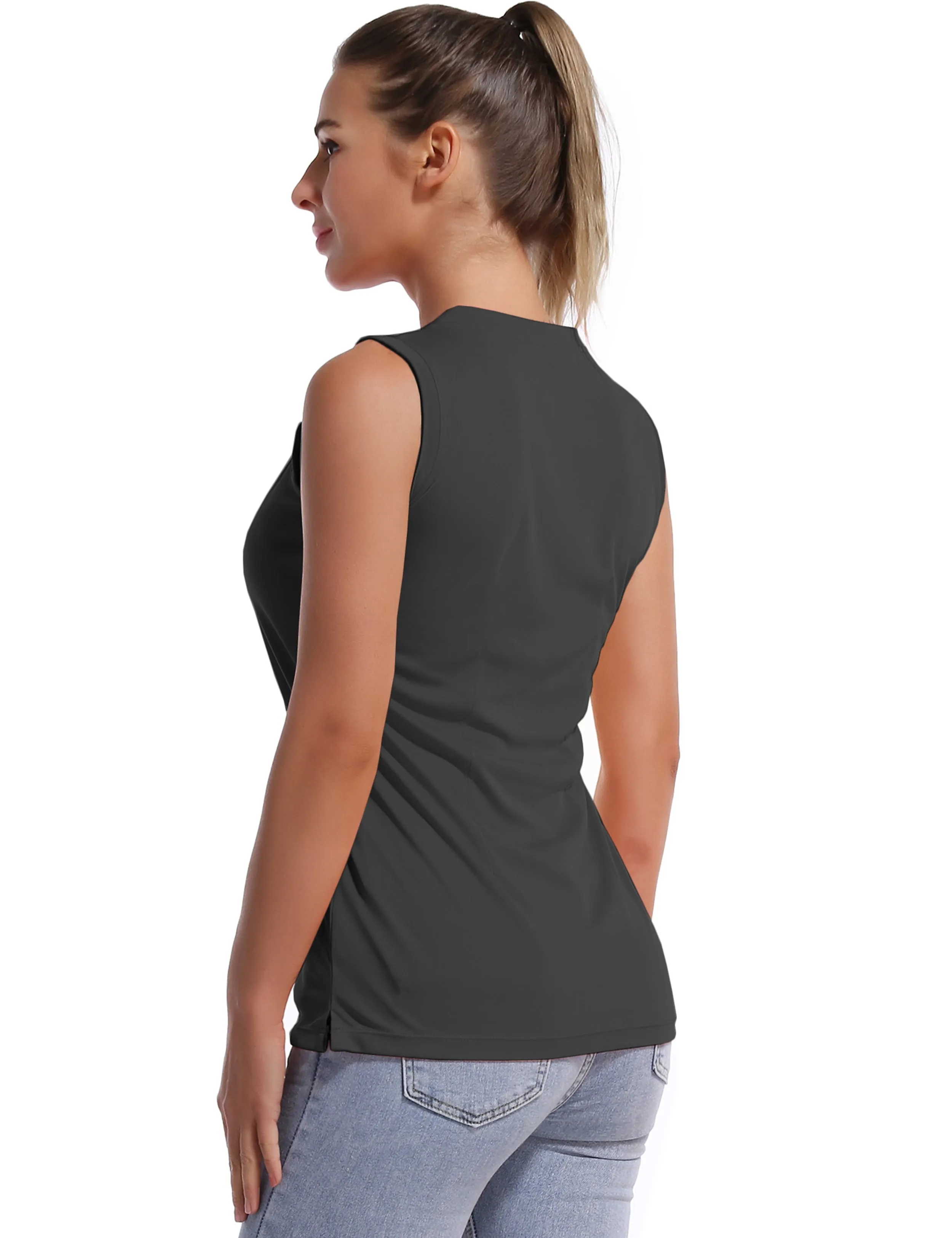 V Neck Sleeveless Athletic Shirts shadowcharcoal_Biking