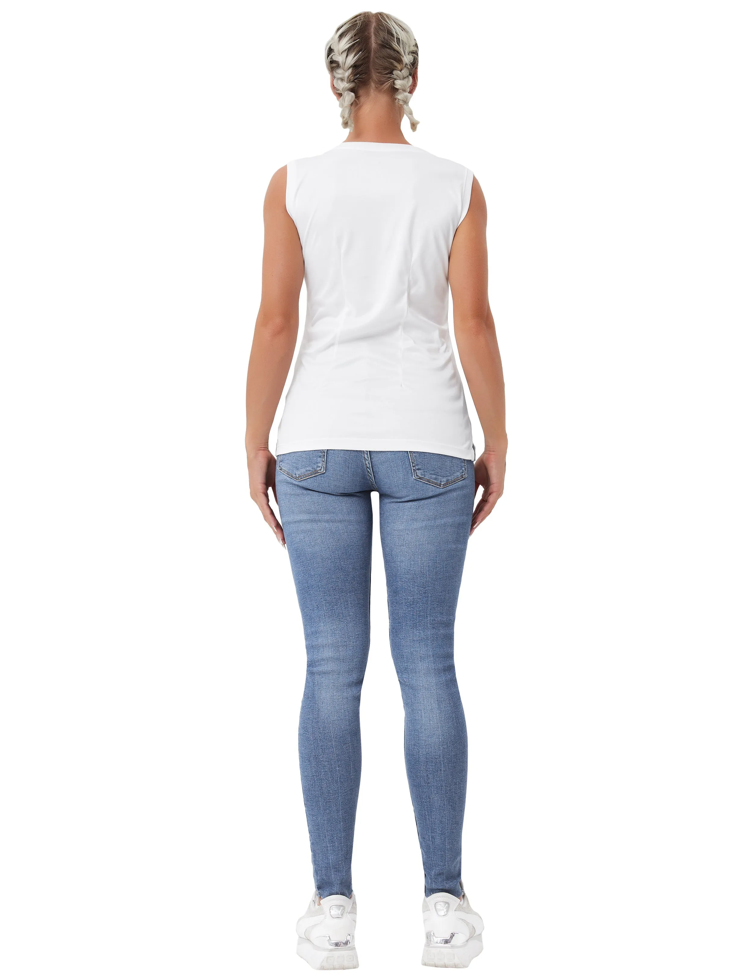 V Neck Sleeveless Athletic Shirts white_Biking