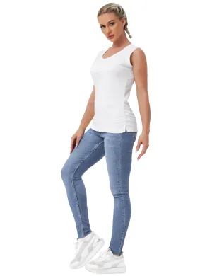 V Neck Sleeveless Athletic Shirts white_Biking