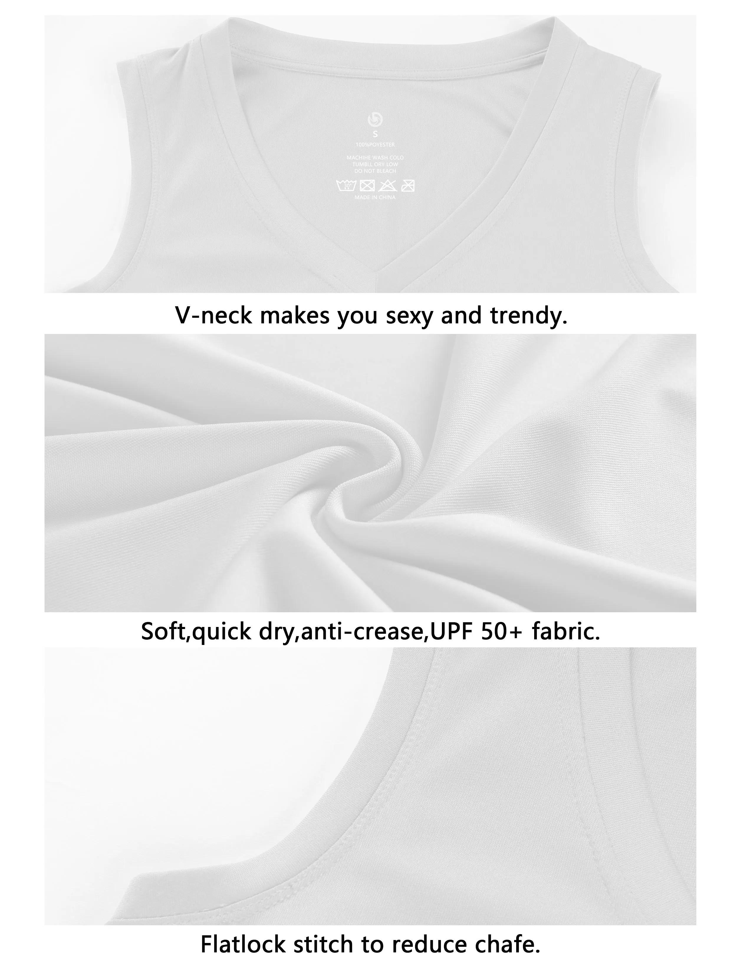 V Neck Sleeveless Athletic Shirts white_Biking