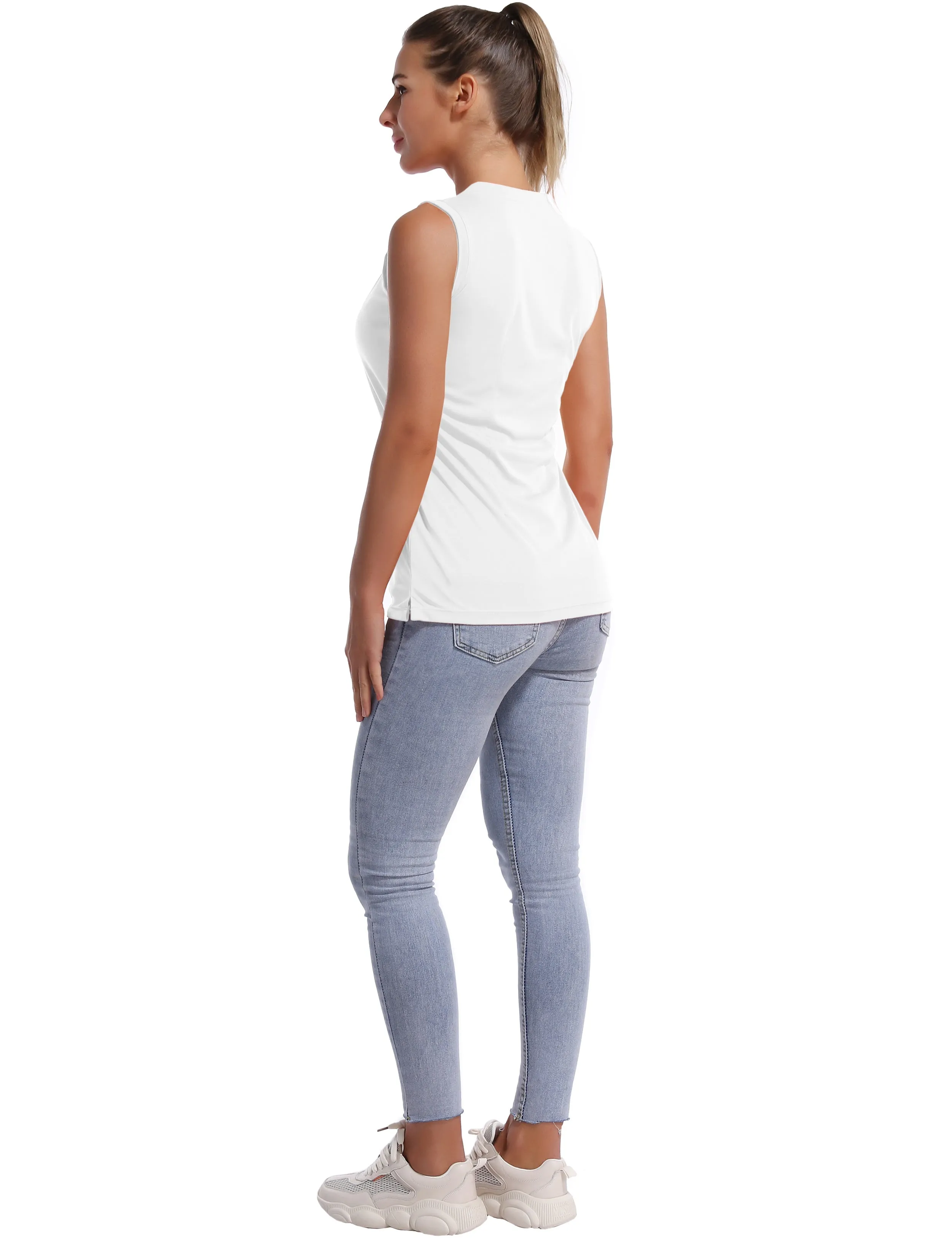 V Neck Sleeveless Athletic Shirts white_Biking