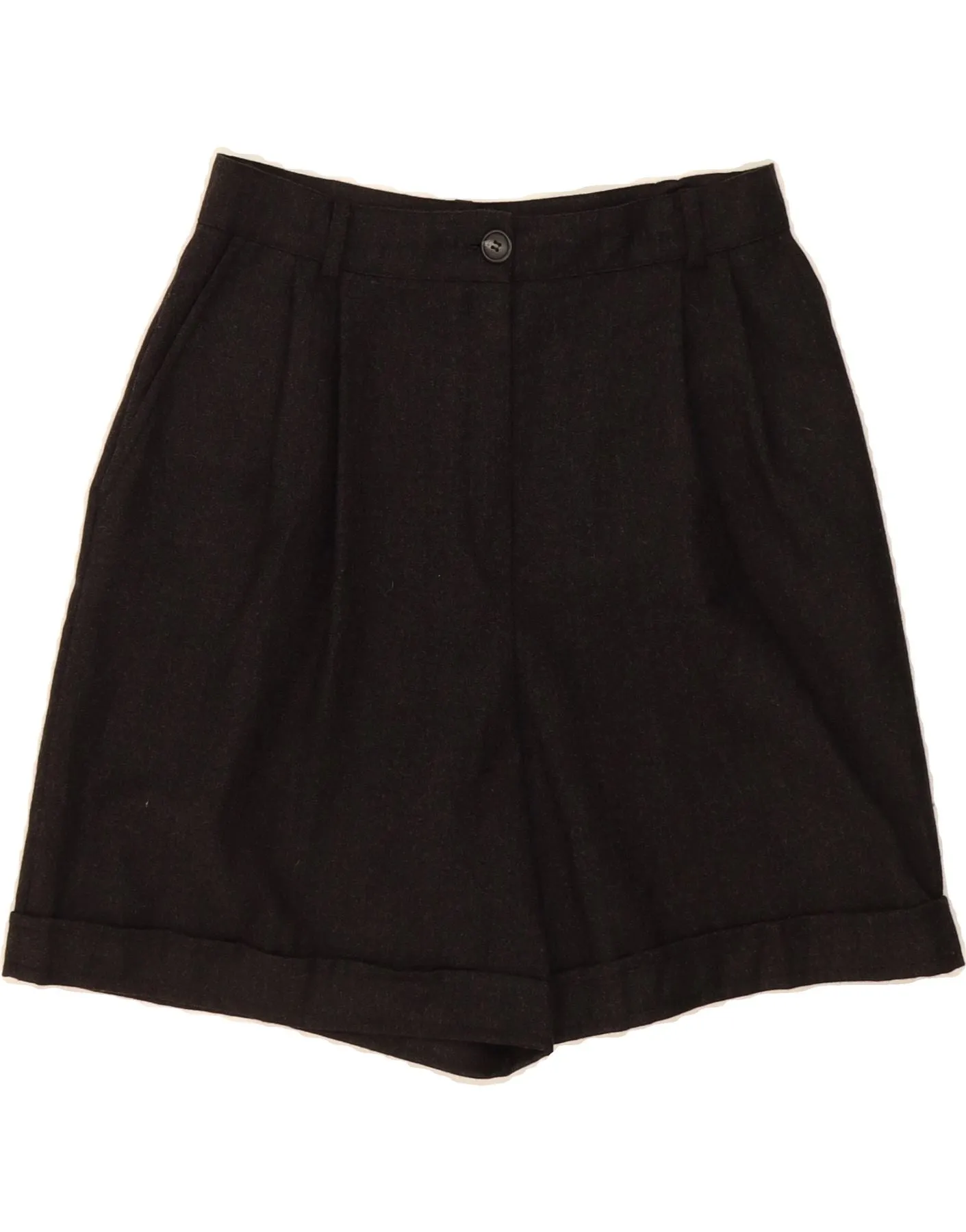 VINTAGE Womens High Waist Pegged Casual Shorts IT 46 Large W28 Black Wool