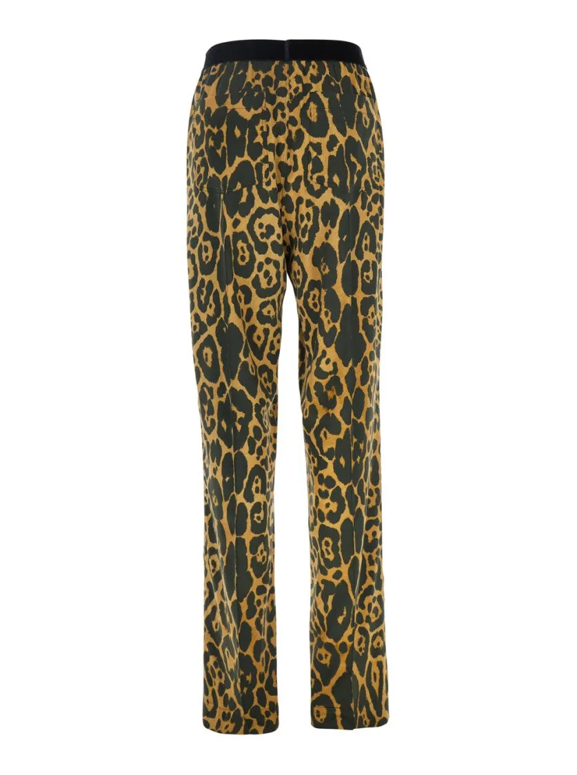 Wild Leopard On Stretch Silk Satin Pj Pants