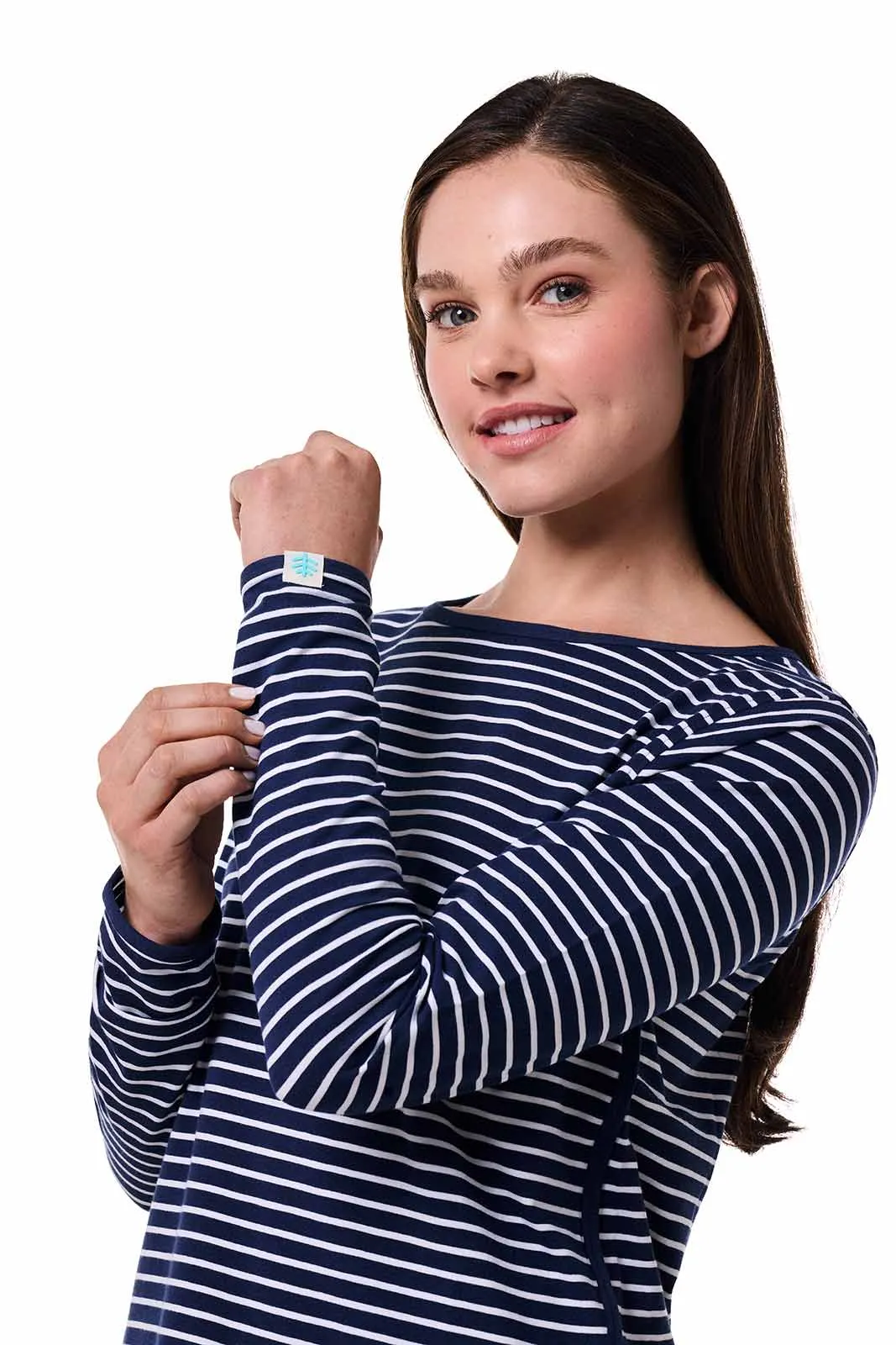 Women's Heyday Side Split Shirt | Navy/White Stripe