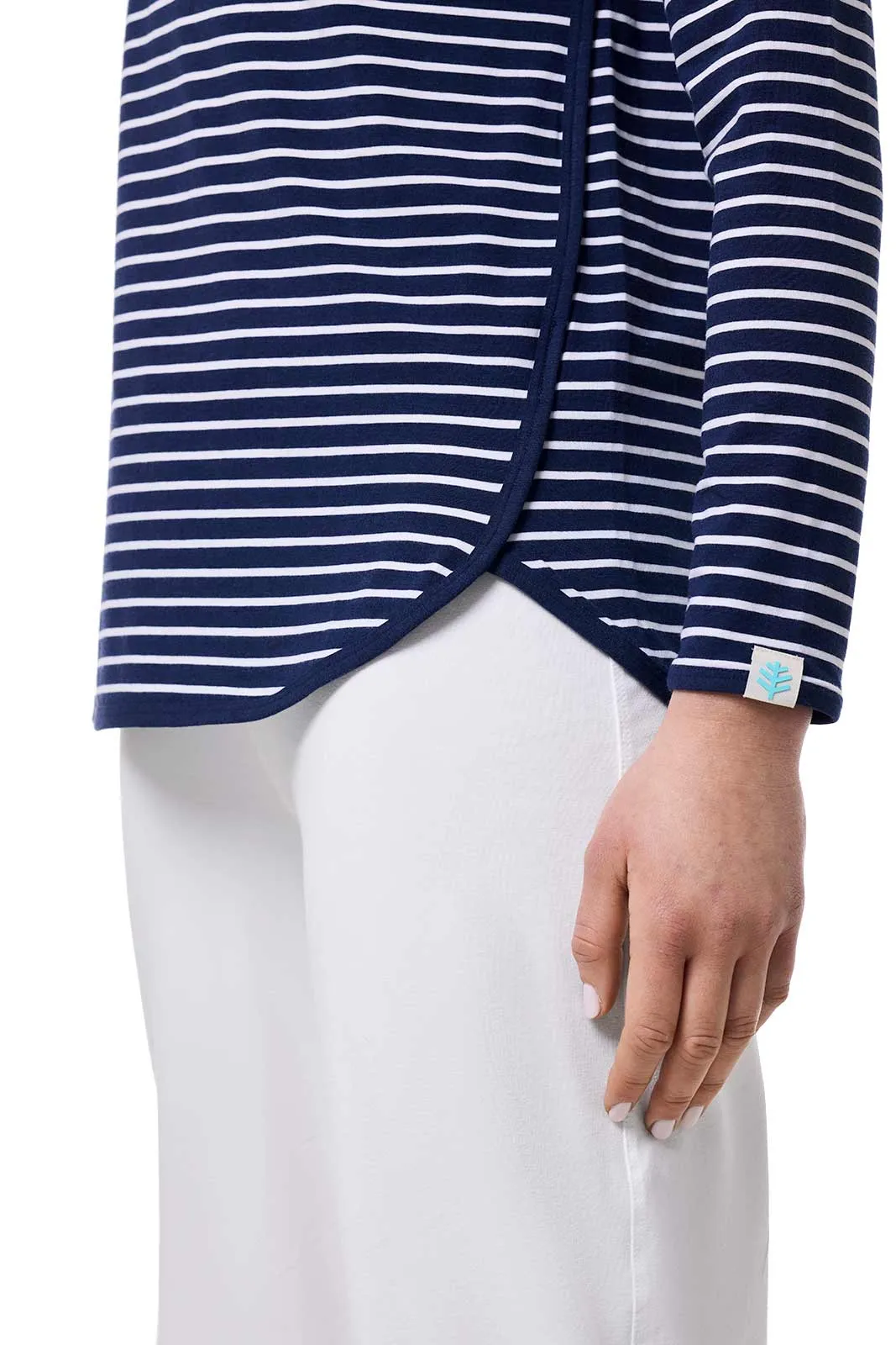 Women's Heyday Side Split Shirt | Navy/White Stripe
