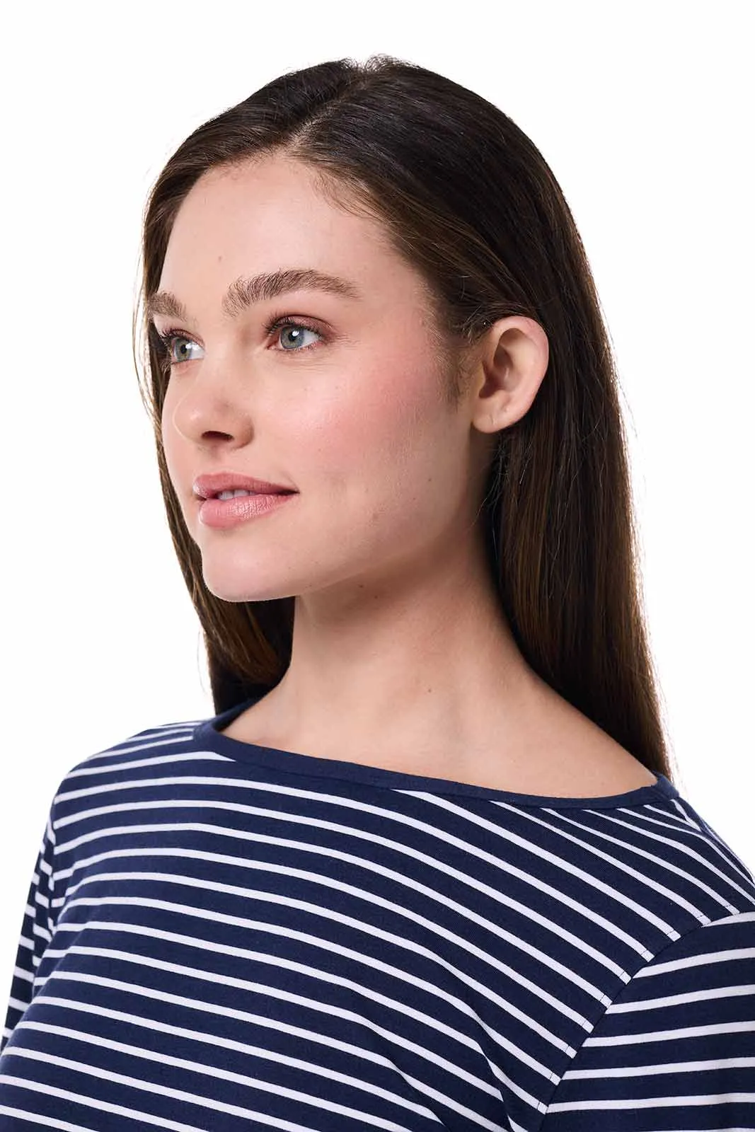 Women's Heyday Side Split Shirt | Navy/White Stripe