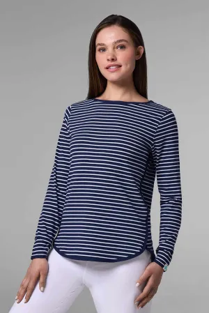 Women's Heyday Side Split Shirt | Navy/White Stripe