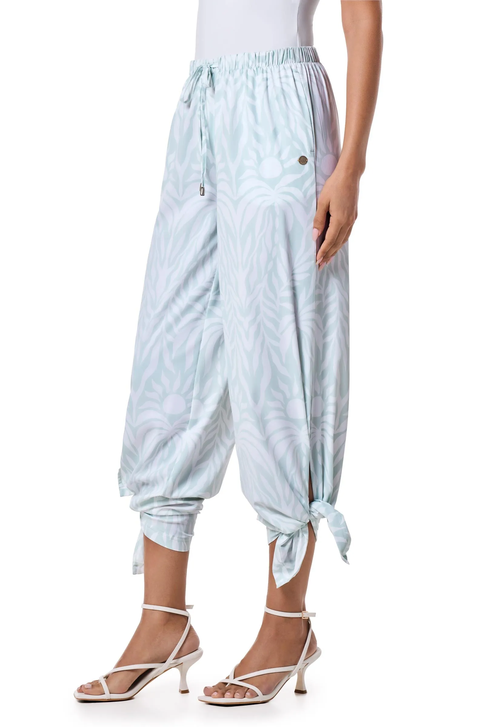 Women's Petra Wide Leg Pant | Misty Aqua American Palm