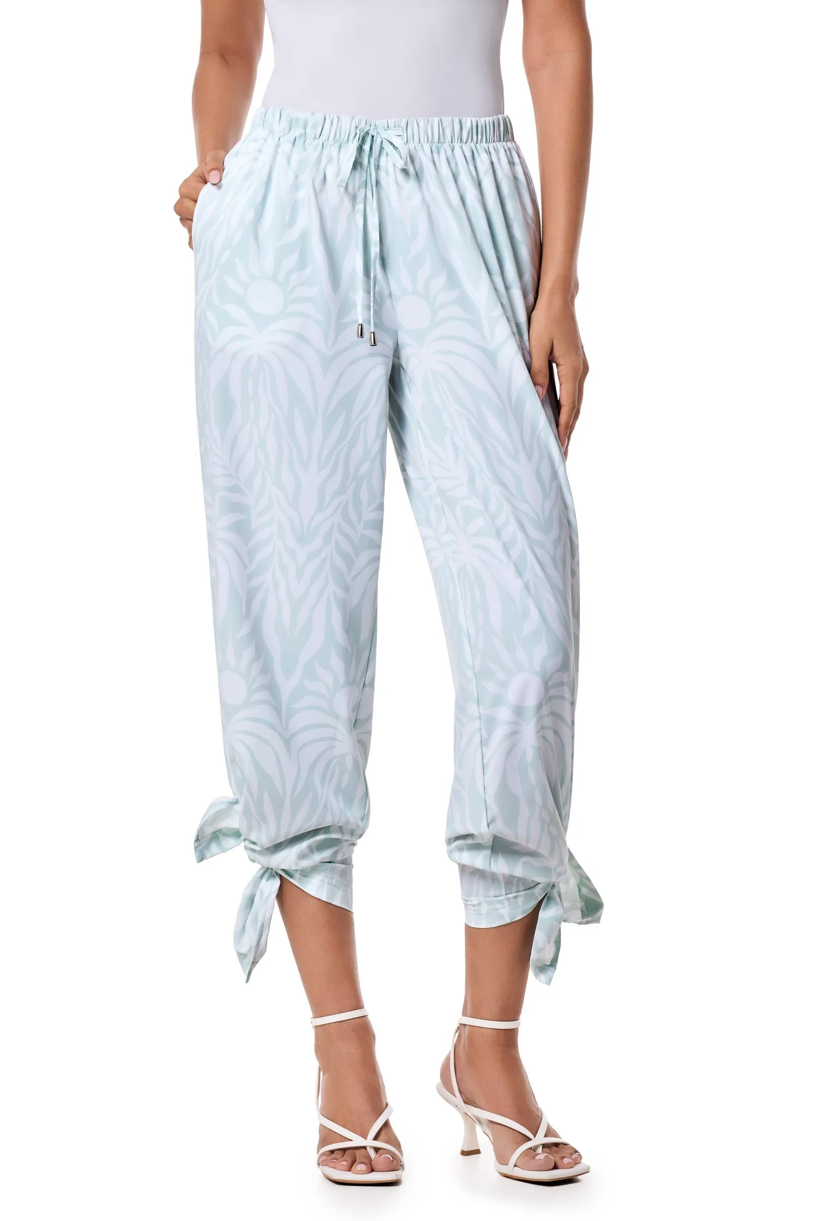 Women's Petra Wide Leg Pant | Misty Aqua American Palm