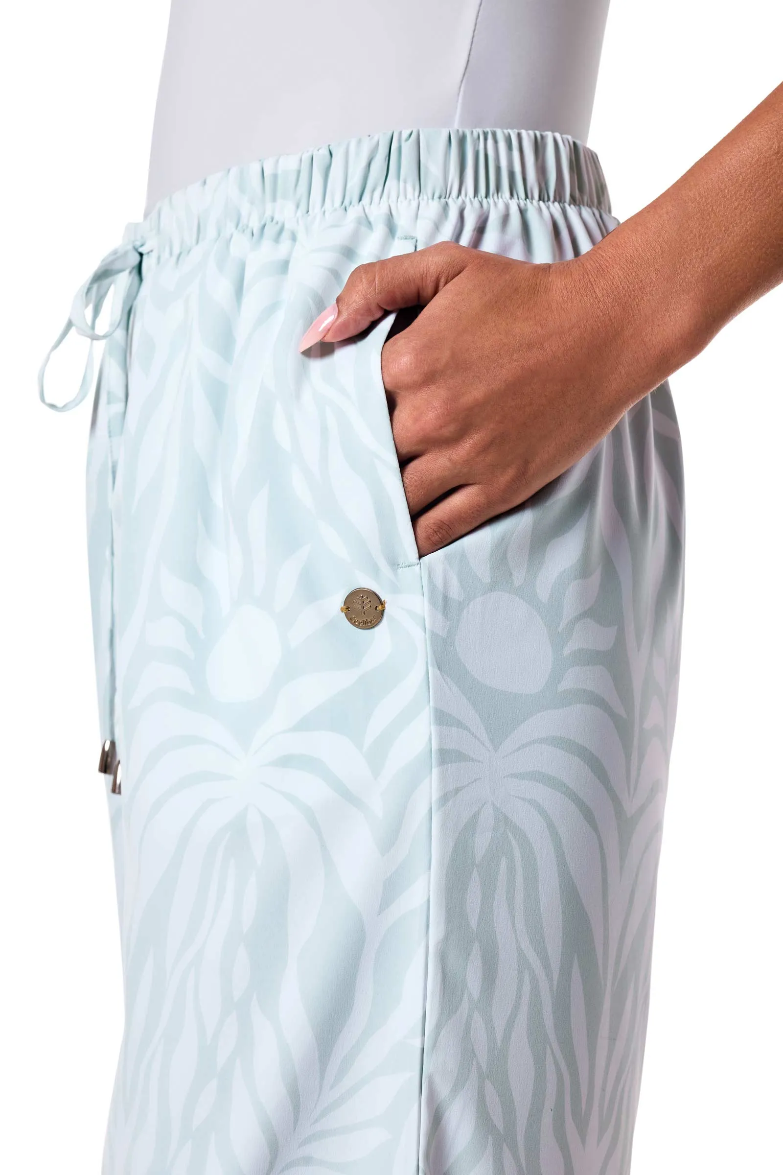 Women's Petra Wide Leg Pant | Misty Aqua American Palm