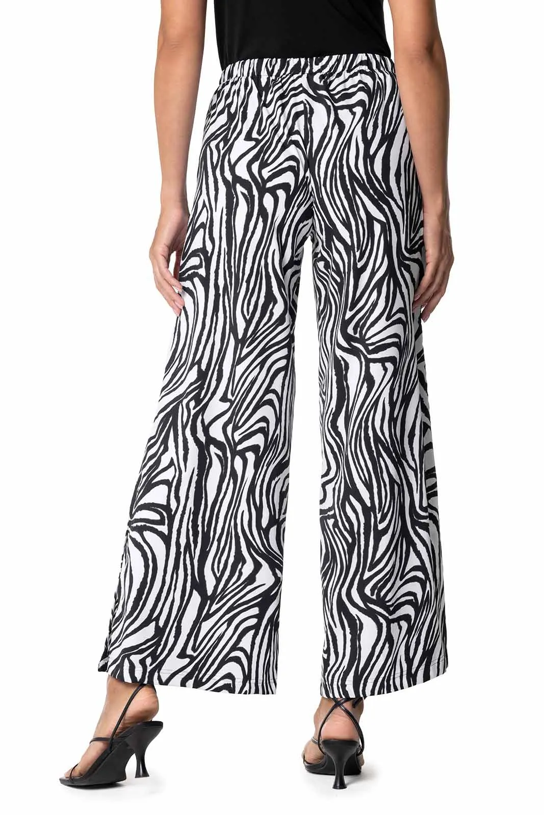 Women's Petra Wide Leg Pants | Black/White Running Zebra