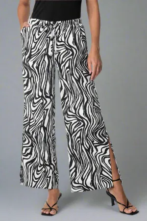Women's Petra Wide Leg Pants | Black/White Running Zebra