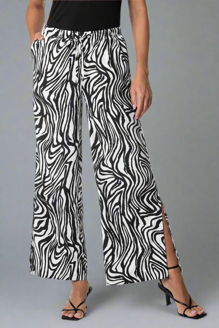 Women's Petra Wide Leg Pants | Black/White Running Zebra