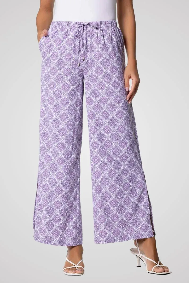 Women's Petra Wide Leg Pants | Lavendula Diamond Mandala