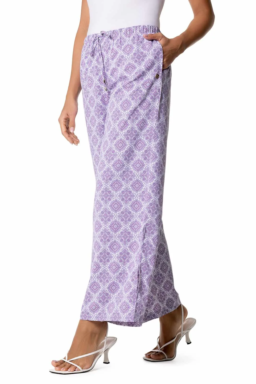 Women's Petra Wide Leg Pants | Lavendula Diamond Mandala