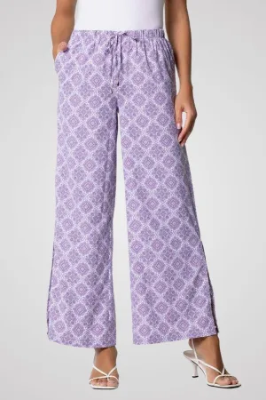 Women's Petra Wide Leg Pants | Lavendula Diamond Mandala