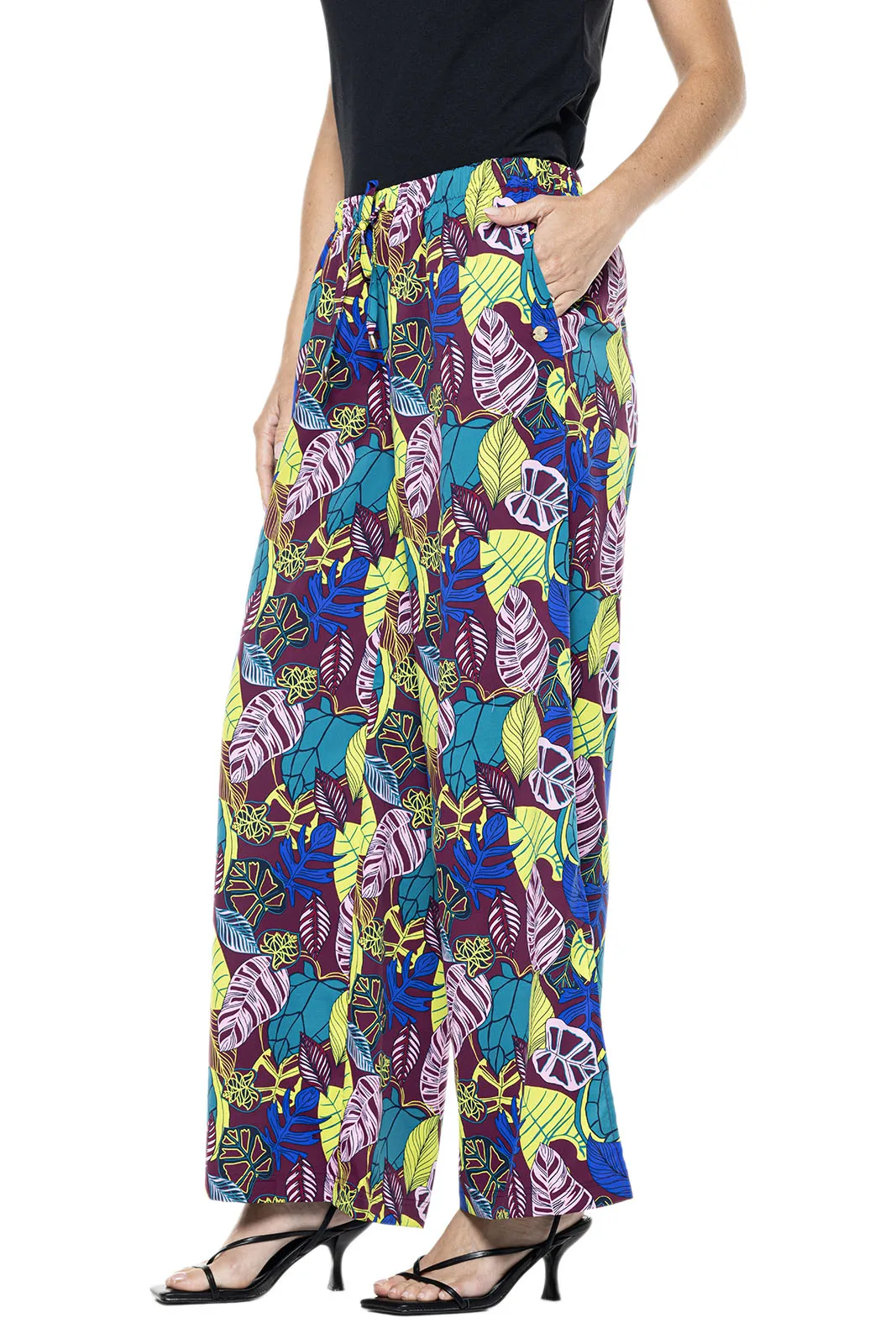 Women's Petra Wide Leg Pants | Rich Plum Electric Jungle