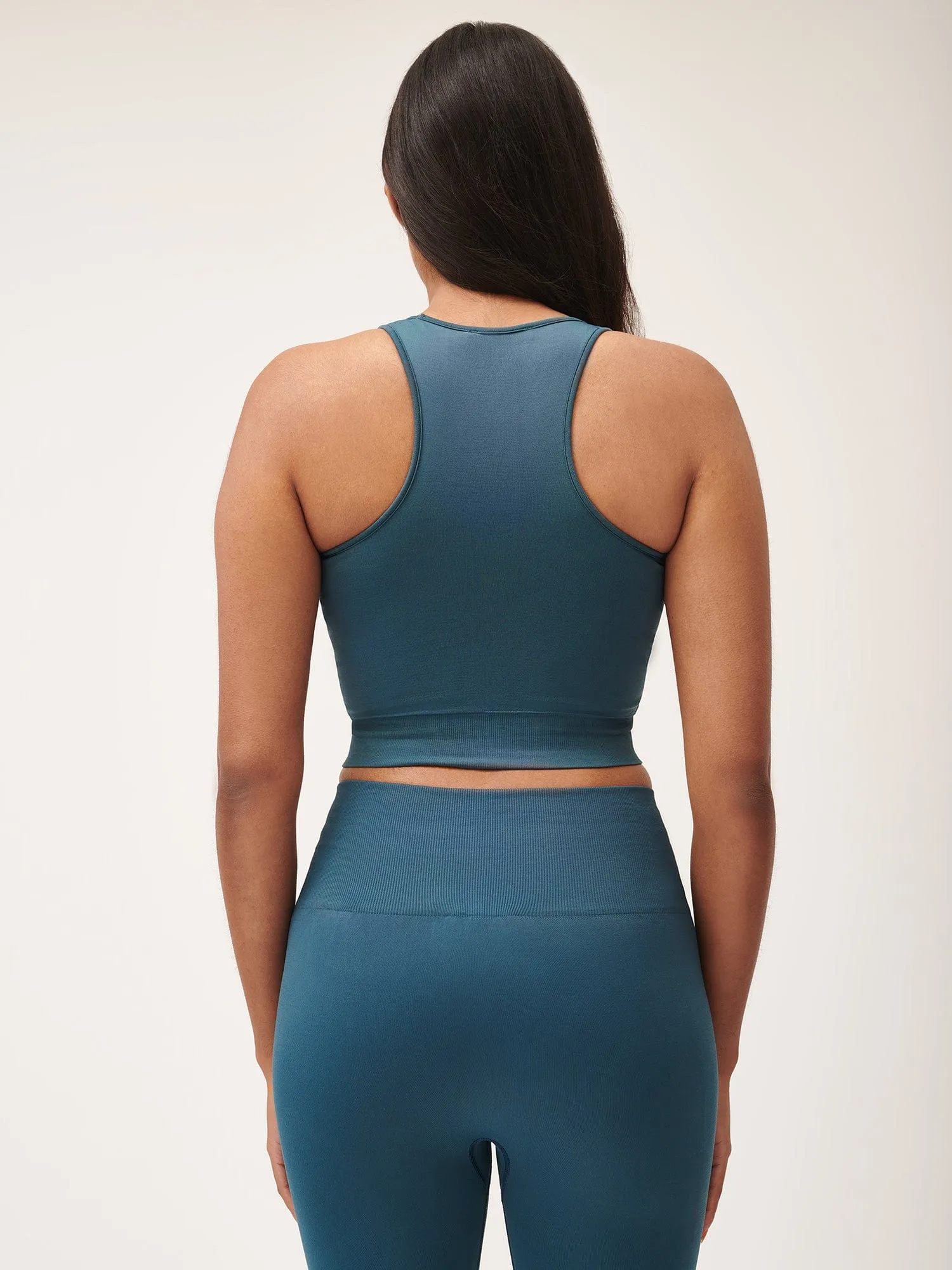 Women's Plant-Stretch Compressive Ribbed Tank Top—storm blue