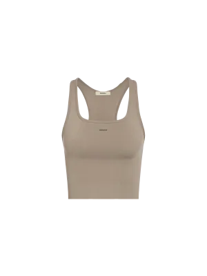 Women's Plant-Stretch Compressive Ribbed Tank Top—taupe