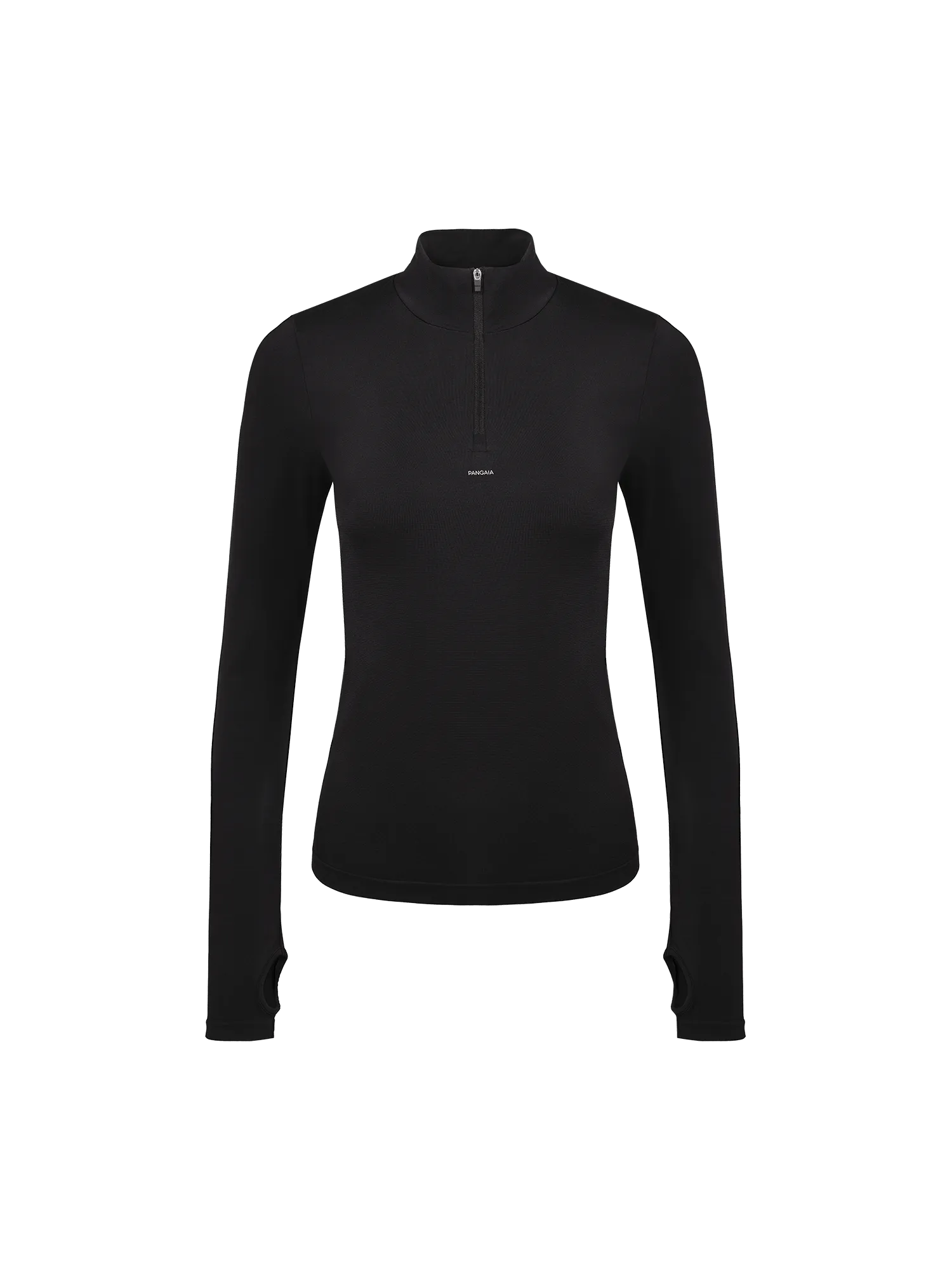 Women's Plant-Stretch Zipped Long Sleeve Top—black