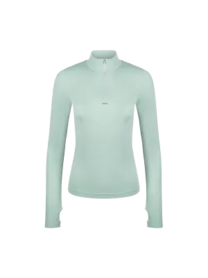 Women's Plant-Stretch Zipped Long Sleeve Top—Eucalyptus Blue