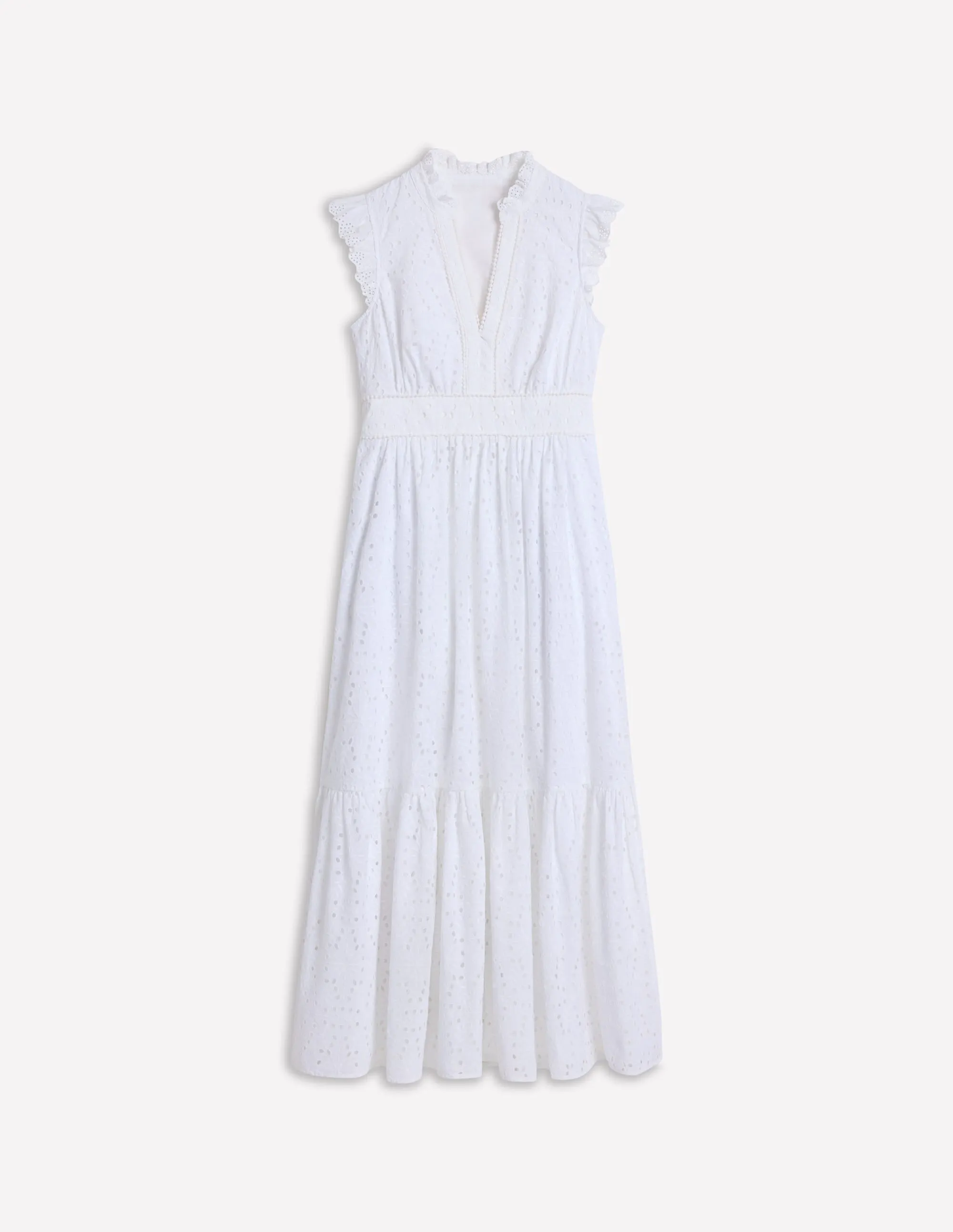 Wren Broderie Midi Dress-Ivory. Broderie