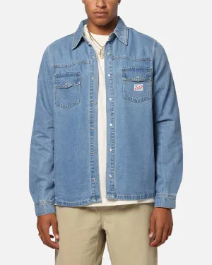 X-Large Denim Western Long Sleeve Shirt Mid Blue