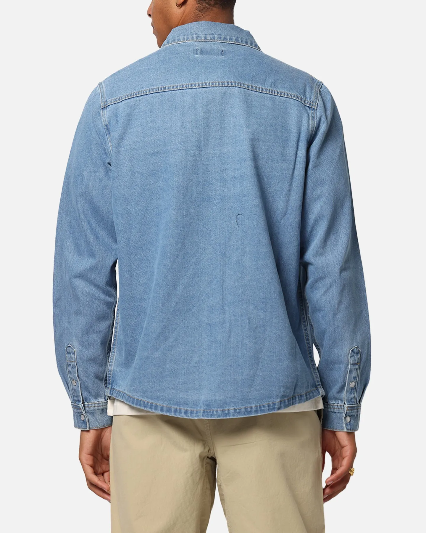 X-Large Denim Western Long Sleeve Shirt Mid Blue