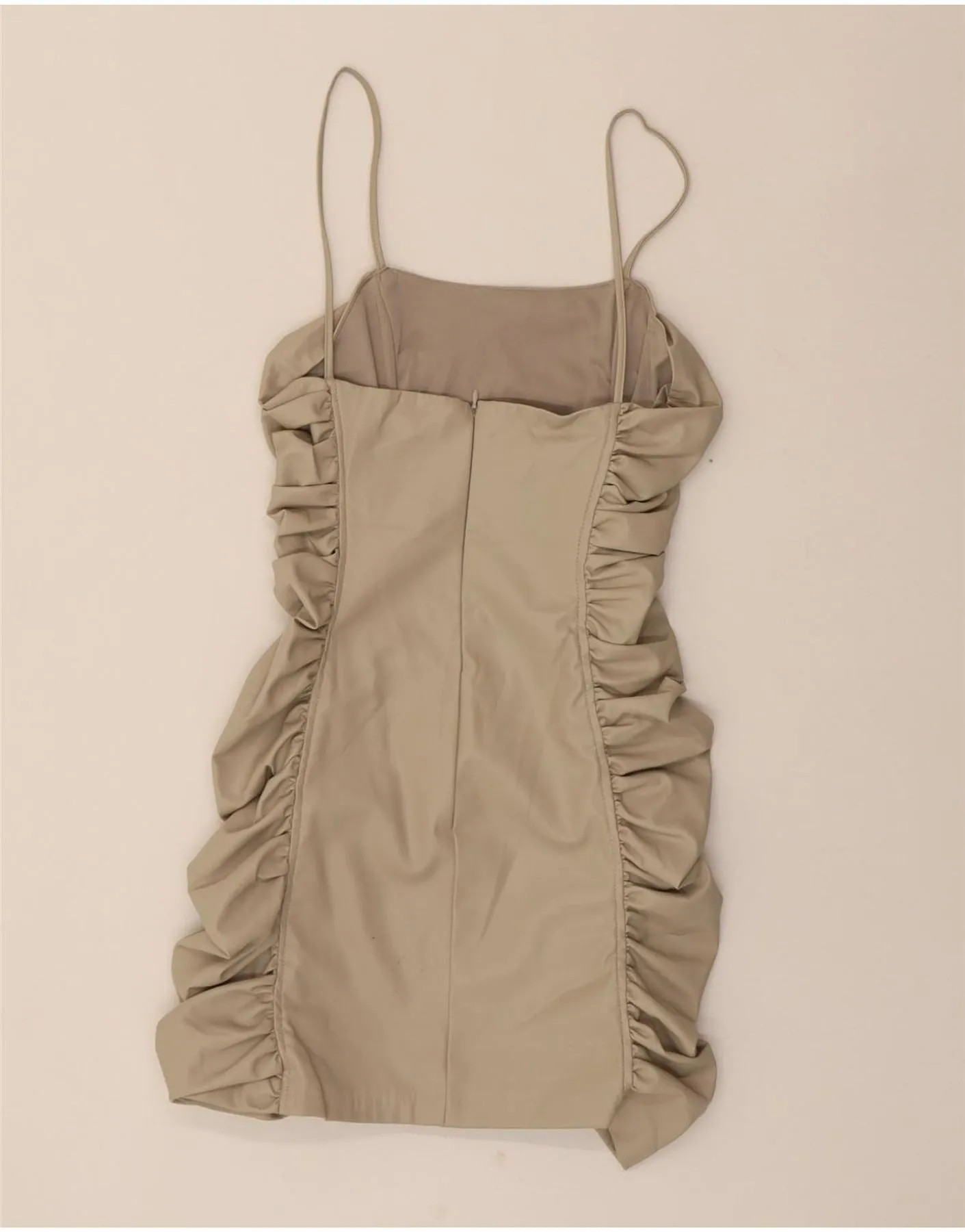 ZARA Womens Sleeveless Bodycon Dress UK 8 Small Beige Polyester